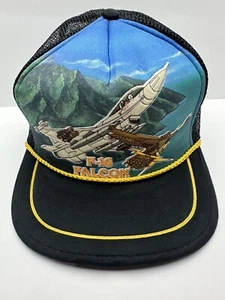 Vintage F-16 Falcon Fighter Jet Plane Military Lion Marketing SNAPBACK Hat Cap - Picture 1 of 15