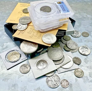 U.S. Silver Coin Lot⭐️Capped Bust, Morgan, PCGS, NGC, ANACS⭐️No Reserve! - Picture 1 of 23