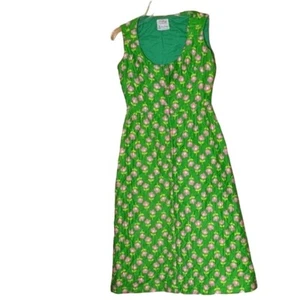 Vintage 60s Trapeze Boe Jests Green Floral Quilted Dress Size 10 Cottagecore MCM - Picture 1 of 9