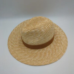 GiGi PIP Women's Straw Leather Trim Panama Hat Beige One Size - Picture 1 of 6