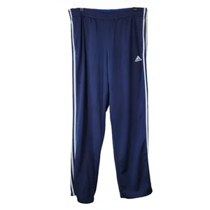 Adidas Sz Large Classic Track Pants Navy Blue Triple Stripe Pull Cord Cuffs VGC - Picture 1 of 6
