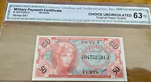 Military Payment 3rd Print (Vietnam) 50¢ Series 641 Plate#7 (withdrawn 1968) UNC - Picture 1 of 2