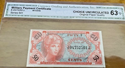 Military Payment 3rd Print (Vietnam) 50¢ Series 641 Plate#7 (withdrawn 1968) UNC - Image 1 of 2