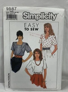 Simplicity Easy to Sew Sewing Pattern 9587 Tops Size H5 (6-14) New - Uncut - Picture 1 of 7