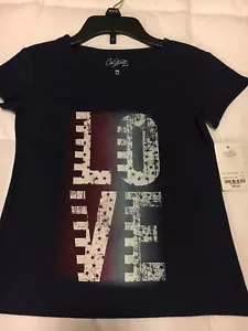 NEU! Mädchen T-Shirt LOVE blau XXS 4/5 - Bild 1 von 4