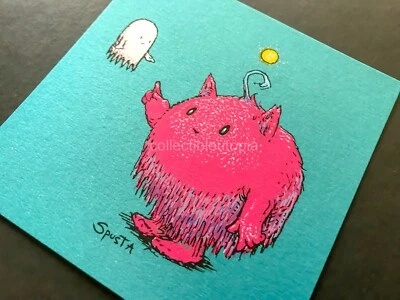 Marq Spusta Mini Boo And The Fat Controller Azul Teal Arte Impresión Folleto 4" x 4" Foto 1 de 4