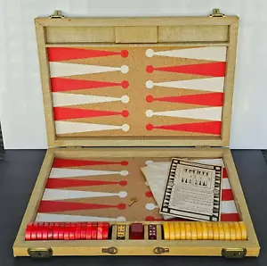 Vinrage Red Marbled & Butterscotch Bakelite Backgammon Set 600 grm - Picture 1 of 18