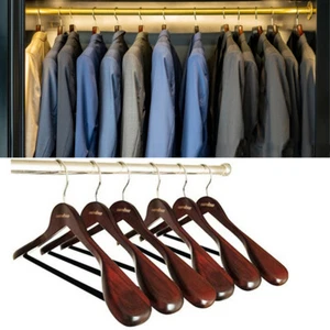 5x Lujo Nogal Ancho Hombro Madera Traje Colgante Abrigo Vestido Chaqueta y Pantalones Barra - Imagen 1 de 12