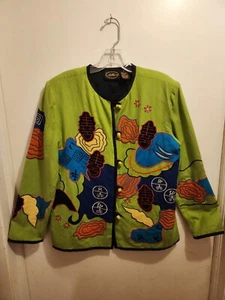 Allure Art Deco Multi Designed Women's Blazer Size Small With Glass Beads - Picture 1 of 11