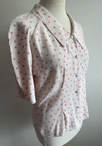 Vintage Laura Ashley Size 14 Blouse 1980 Button - Picture 1 of 10
