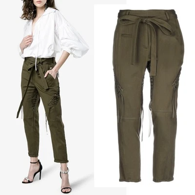 SAINT LAURENT PANTS LACED MILITARY COTTON GABARDINE BELTED $2,590 F36 US 4 - Изображение 1 из 4