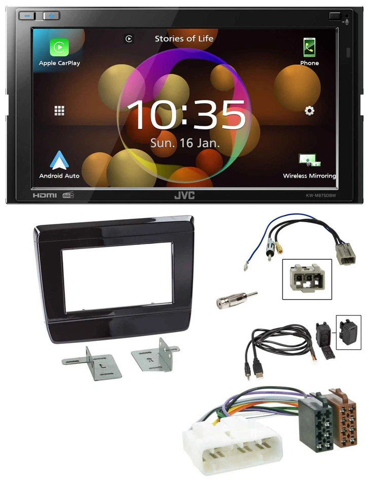 JVC DAB MP3 2DIN Bluetooth USB Autoradio für Isuzu D-Max 2020 2021 Klavierlack - Bild 1 von 4