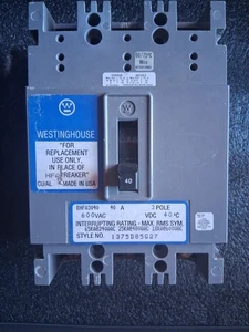 Westinghouse RHFA3040 40 Ampere 600 Volt 3 polig Leitungsschutzschalter HFA Ersatz  - Bild 1 von 6