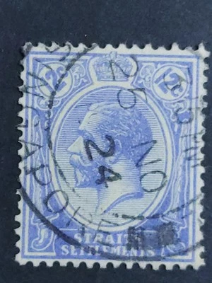 Straits Settlements 1921 1922-32 King George V Wmk MSCA 12c Blue - 1v Used #4 - Image 1 of 2