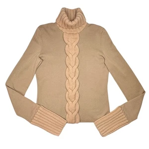 Auténtico Suéter CELINE 100% Cachemira Talla L Camel Cuello Alto Calce Ajustado Lujo - Imagen 1 de 9