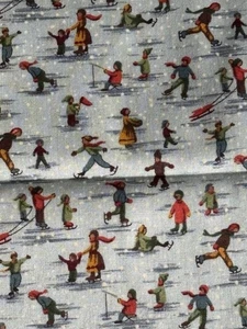 Vintage Winter Schlittschuh Baumwollstoff Concord Stoffe 44x36 - Bild 1 von 5
