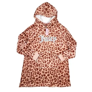 Juicy Couture Pailletten Leopard Sherpa Hoodie Tunika Animal Print Fleece Top L/XL - Bild 1 von 11