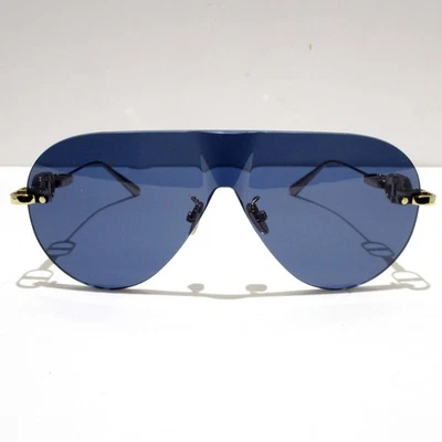 Dior CD Chain M2U B0B0 Sunglasses Men's Rimless Shield Frame Blue w/ Gold 140mm - Image 1 of 4