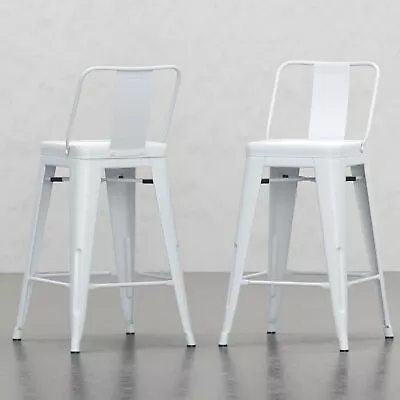 Industrial 2 Set Metal 24 in Counter Height Kitchen Chairs Barstools Low Back - Image 1 of 4