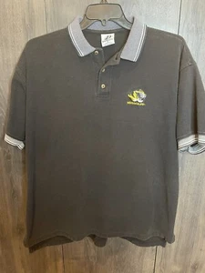 Vintage Missouri Tigers Polo Shirt Adult XL Black Gold 100% Cotton Embroidered - Picture 1 of 7