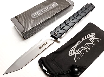 Tire Tread Tanto Blade Slim Pocket Knife Spring Assisted FrameLock Tip Up Carry - Image 1 of 4