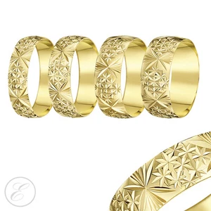 Anello in oro giallo 18 kt pesante a forma di D taglio diamante fede nuziale - Foto 1 di 6