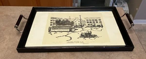 Vintage Wood Frame turned into serving tray + Waynesboro PA signed print 110/300 - Picture 1 of 9