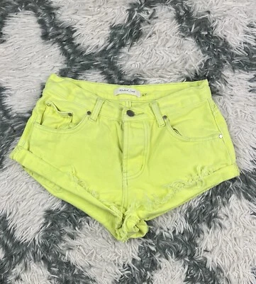 Mustard Seed Women's Fringe Cheeky Shorts Size Medium Neon Yellow - Image 1 of 4