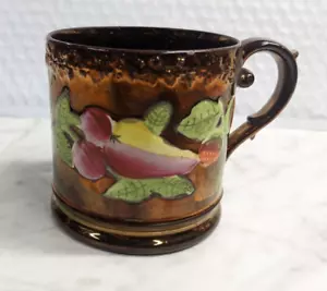 Copper Luster Mug w/ Fruit Design Painted Antique Vintage Staffordshire England - Picture 1 of 17