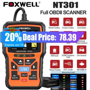 FOXWELL NT301 Car Engine OBD2 EOBD Scanner Auto Code Reader Diagnostic Scan Tool - Picture 1 of 10