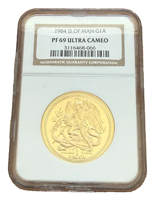 Isle of Man 1984 Gold 1 oz 1 Angel NGC PF69UC - Image 1 of 2