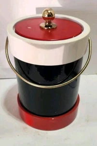 Vintage Morgan Red, Black & White Bucket Brigade Ice Bucket w/ Lid - Picture 1 of 6