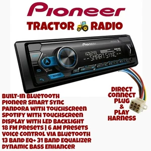Kubota Pioneer Radio AM FM USB Bluetooth RTV RTX 1100c B2650 X1100C w/ Harness - Picture 1 of 8