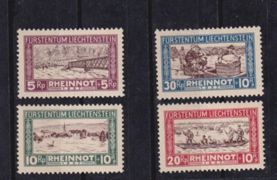 (liechtenstein)1928 Sc B7/10 surtax stamps,boat,ship,bridge,river MH     v2375 - Image 1 of 3