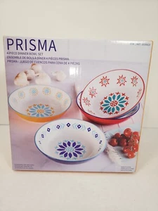 Baum Prisma Collection Dinner Bowl 4 Piece Stoneware Set Colorful New - Picture 1 of 7