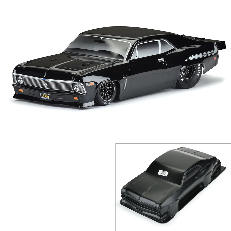 Pro-Line 1969 Chevrolet Nova Black Short Course Drag Car Body PRO353118 - Image 1 of 1
