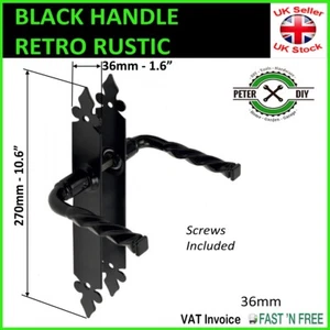 BLACK HANDLE Door Handles ANTIQUE VINTAGE RETRO RUSTIC Indoor Outdoor 270x36mm - Picture 1 of 1