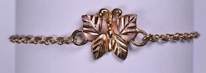 10" Black Hills Gold Butterfly Bracelet Anklet Coleman 10K - Picture 1 of 4