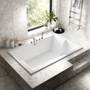 Nuie Luxus II Double Ended Inset Spa Bath White 1800 x 1200mm Bathroom Modern - Picture 1 of 11