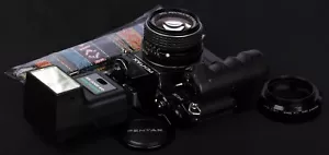 Pentax ME Black 35mm Film SLR c/w Winder, smc M 50mm f/1.4 STD Lens & Flash Kit - Picture 1 of 11