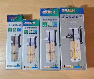 GRECH Aquarium Filter 4-in-1 Innen Aquarium Wasserpumpe mit Schwämmen, 500-1500L/H