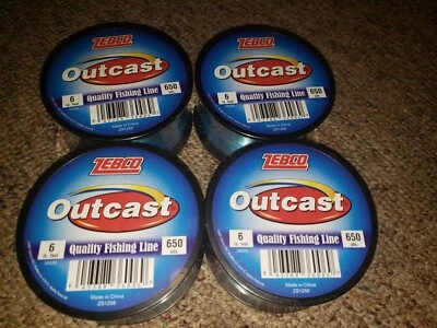 Lot of 4 ! Zebco 2110010 30026 Outcast Line 6 lb. Test 650 Yd. Roll 26414 4x ! - Image 1 of 4