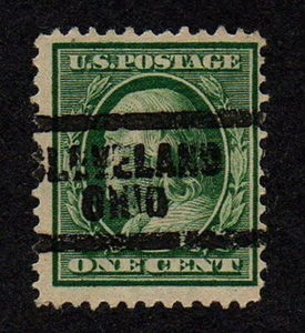 USA, SCOTT # 331 PRECANCEL CLEVELAND OHIO 1908 GEORGE WASHINGTON, GUTER ZUSTAND - Bild 1 von 1