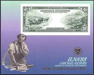 1988 Chicago Illinois ILNA '88 Souvenir Card 1915 $10 FRN NSC43 SCCS B-119 - Picture 1 of 1