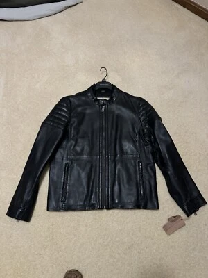 Chaqueta negra Wilson's de cuero genuino para hombre grande al por menor por $650.00. Foto 1 de 4