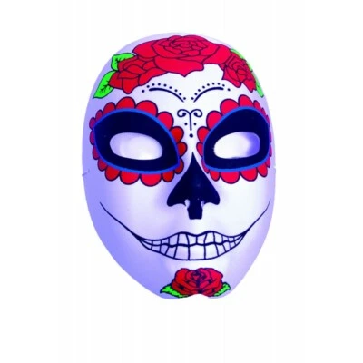Underwraps Day of the Dead Sugar Skull Roses Mask Adult Halloween Costume 28169 - Image 1 of 3