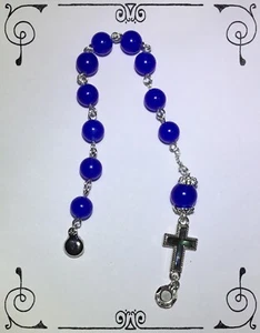 Handgefertigtes Silber Rosenkranz Armband echter blauer Saphir Abalone September - Bild 1 von 4