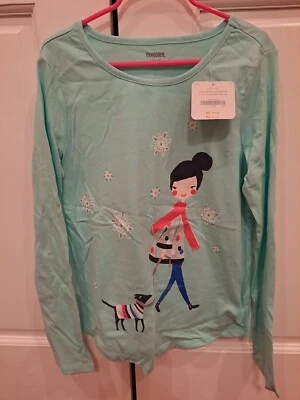 Gymboree Girls Size 10-12 Shirt Girl Walking Dog NWT - Image 1 of 3