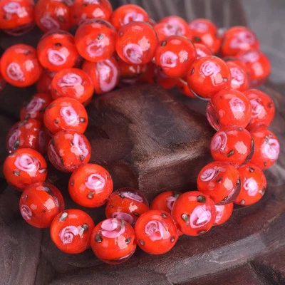 10 шт. 10 мм круглые стеклянные бусины ручной работы цветок розы лэмпворк для изготовления ювелирных изделий - Изображение 1 из 4