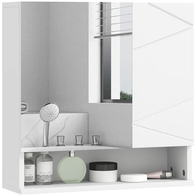 kleankin Wall Mounted Bathroom Storage Cupboard W/ Adjustable Shelves, White